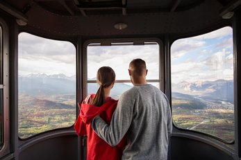 Couple riding the Jasper Skytram