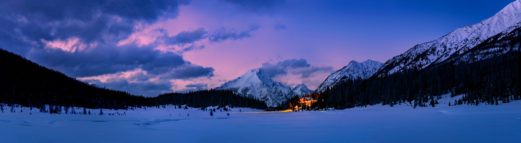 Sunset view of Mount Engadine Lodge