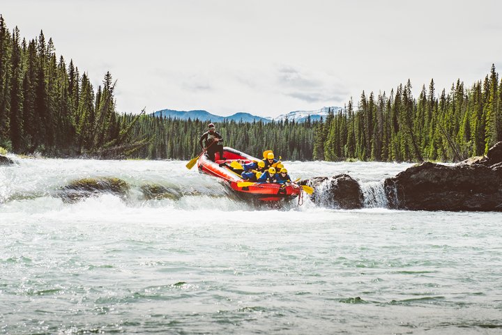 Group rafting trip goes over rapids on Panther River