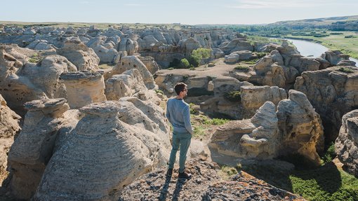Exploring the trails and rock art at Writing-on-Stone Provincial Park.