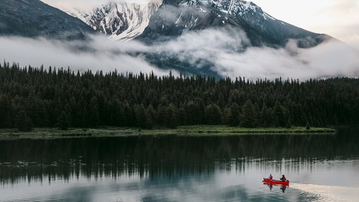 Canoeing Maligne lake Jasper - Credit: Pursuit / Mike Seehagel