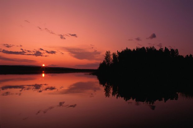 Sunset over Footner Lake, near High Level.