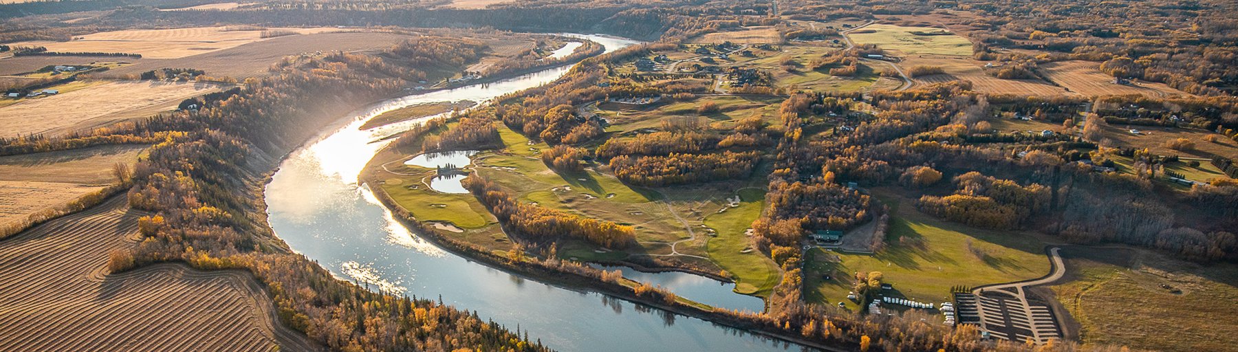 Aerial river in Edmonton, Northern Alberta.