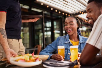 Couple enjoying a meal at a local Edmonton eatery