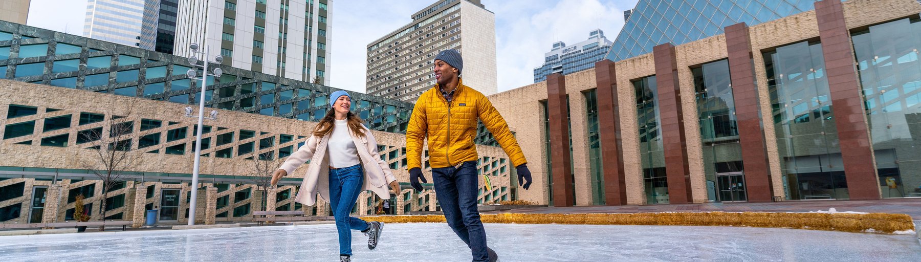 Ice skating, Sir Winston Churchill Square, Edmonton, Alberta, Canada.